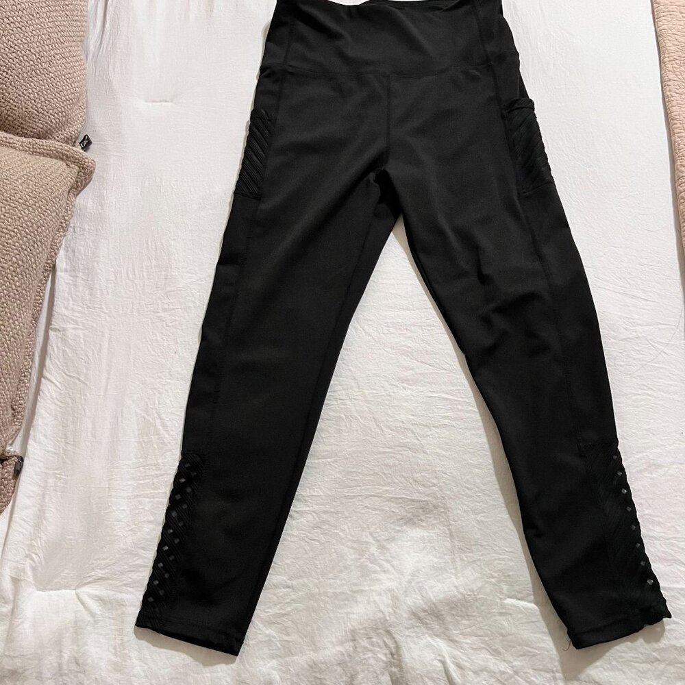 Athletex Women's Performance Ankle Leggings w/ side pockets Black size L